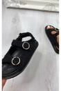 Black Zahra Faux Fur Double Buckle Sliders, Image 1 of 3