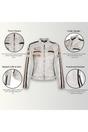 White Biker Racing Badges Leather Jacket, Image 3 of 5