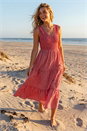 Red Dusk Gingham Tiered Midi Dress, Image 1 of 4