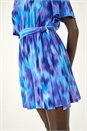 Purple Abstract Print Belted Playsuit, Image 5 of 5