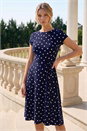 Navy Spot Print Jersey Stretch Dress, Image 1 of 4