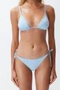 Blue Textured Triangle Bikini Set with Tie Side Detail, Image 2 of 3