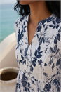 Blue Floral Print Notch Neck Top, Image 4 of 4
