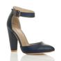 Navy Blue High Heel Ankle Strap Pointed Toe Court Shoes, Image 1 of 6