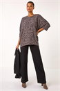 Brown Animal Print Batwing Stretch Top, Image 2 of 5