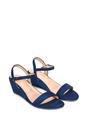 Navy XY LONDON Navy 'Alissa' Low Wedge Heel Sandals With Ankle Strap, Image 5 of 5