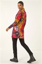 Red Textured Burnout Cowl Neck Top, Image 3 of 5