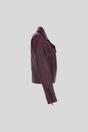Burgundy Real Veg Tanned Leather Plain Biker Jacket, Image 5 of 5