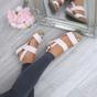 Natural AJVANI Natural Mid Wedge Heel Strappy Slingback Sandals, Image 5 of 6