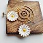 White Sunflower Charm Dainty Boho Hook Earrings, Image 5 of 5