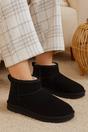 Black AJVANI Black Faux Fur Lined Mini Ankle Boot Slippers, Image 2 of 5