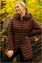 Chocolate Longline Quilted Hooded Puffer Coat, Image 2 of 6