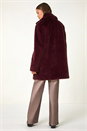 Bordeaux Faux Fur Longline Coat, Image 4 of 6