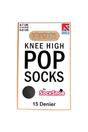 Black 3 Pack Ladies Sheer 15 Denier Nylon Knee High Pop Socks, Image 2 of 3