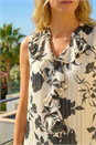 Black Ruffle Front Vest Top, Image 4 of 4