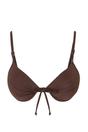 Brown WOVCOR Brown Bow Detail Padded Balconette Bikini Top, Image 1 of 2