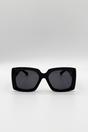 Black Oversized Square Sunglasses in Black Gold Detail, Image 2 of 5