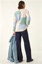 Ivory  Colour Block Cable Knit Jumper , Image 3 of 5
