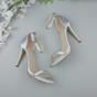 Silver High Heel Ankle Strap Barely There Sandals, Image 4 of 6