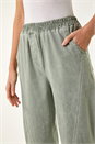 Khaki Seam Detail Cropped Stretch Trouser, Image 5 of 5