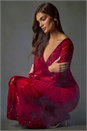 Red Starburst Sequin Stretch Bodycon Maxi Dress , Image 7 of 7