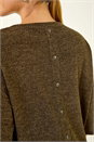 KHAKI Button Back Stretch Top, Image 5 of 5