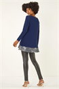 Navy Sequin Hem Tunic Stretch Top, Image 1 of 5