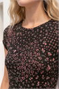 Black Patchwork Floral Stretch Jersey Dress, Image 4 of 4