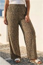 Natural  Curve Textured Animal Print Wide Leg Trousers , Image 2 of 4