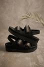 Black Black Gladiator Style Flat Sandals - Jessica, Image 2 of 2