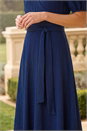 Navy  Wrap Bodice Belted Midi Dress, Image 4 of 4