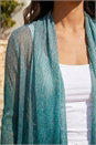 Teal Ombre Metallic Plisse Kimono, Image 4 of 4