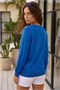 Royal Blue Petite V-Neck Knit Jumper , Image 2 of 4