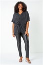 Silver Curve Twist Front Glitter Stretch Tunic Top, Image 4 of 7
