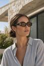 Black SVNX Black Oval Metal Detail Sunglasses, Image 1 of 5
