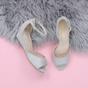Grey Mid Wedge Heel Ankle Strap Sandals, Image 4 of 5