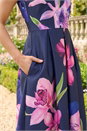Purple Floral Print Midi Dress, Image 4 of 4
