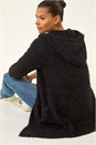 Black Fluffy Hooded Cardigan, Image 1 of 5