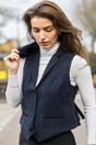 Navy Infinity Leather Navy Women's Navy Tweed Waistcoat, Image 2 of 4