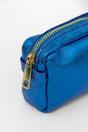 Blue Metallic Italian Leather Cosmetic Bag, Image 2 of 2