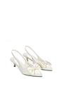 Ivory XY LONDON Ivory Slingback Kitten Heel Bow Pointed Toe Bridal Court Shoes, Image 5 of 6