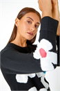 Black Oversized Floral Print Jumper , Image 5 of 5