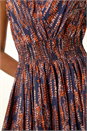 Rust Leaf Print Wrap Midi Dress, Image 5 of 5