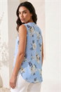 Blue Floral Print Longline Blouse, Image 2 of 4