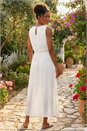 White Crochet Bodice Midi Dress, Image 3 of 4