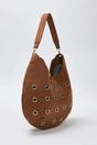 Brown Suede Shoulder Bag with Eyelet Detail, Image 2 of 4