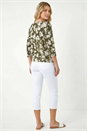 KHAKI Floral Print Bubble Hem Top, Image 2 of 5