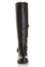 Black High Block Heel Chunky Biker Knee High Boots, Image 6 of 6