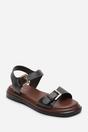 Dark Brown Where's That From Dark Brown Circa Flatform Double Buckle Black Sandal, Image 3 of 6