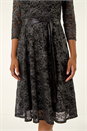 Black Metallic Lace Stretch Dress, Image 5 of 5